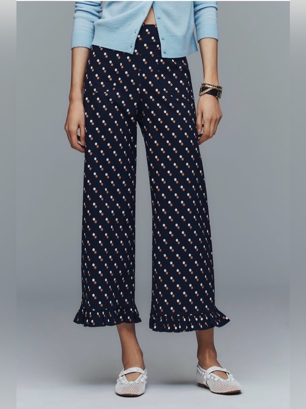 Maeve Colette High-Rise Wide-Leg Pants Blue Dot